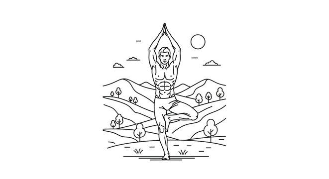 Woman doing yoga on one leg.