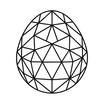 Geometric egg pattern on monochrome background, monochrome pattern black lines triangular shapes abstract symmetrical shapes