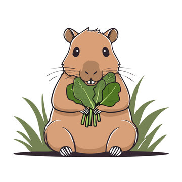 Cartoon gardener holding pumpkin in vegetable patch