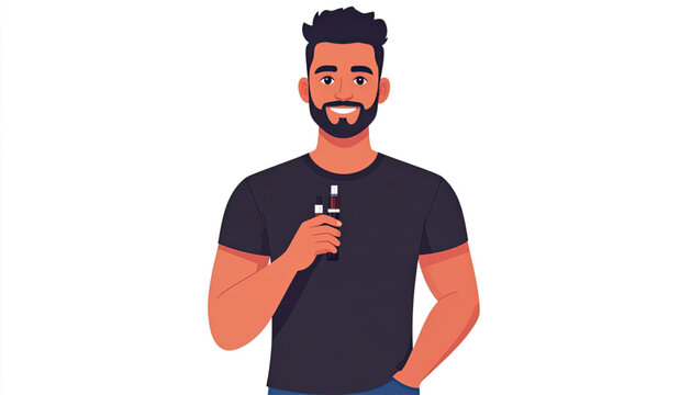 Smiling man with dark hair beard.