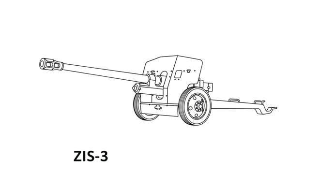 ZIS-3 Soviet anti-tank gun model.