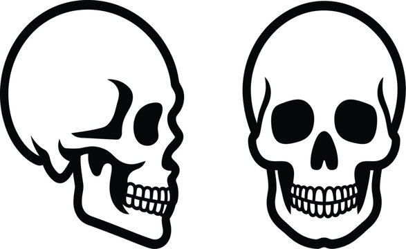 Skull and crossbones illustration on a white background with a spooky Halloween style