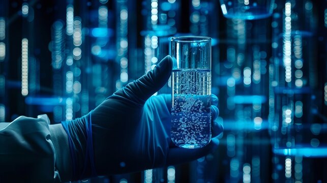 Scientist holding test tubes for dna sequencing in pharmaceutical virus cure research