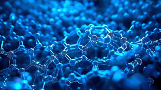 Futuristic blue nanotech concept featuring glowing lattice structures representing biotech advances