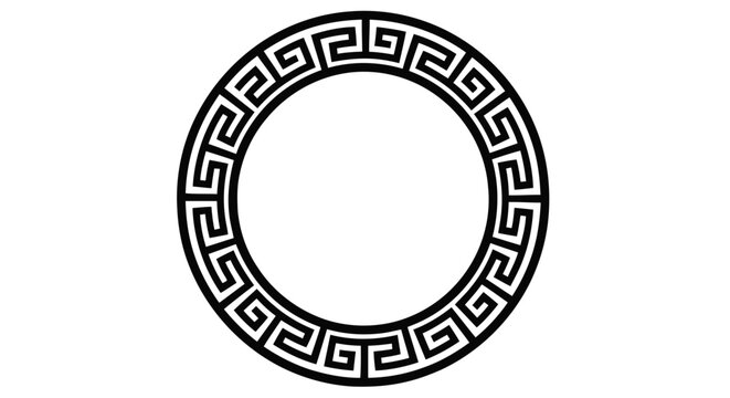 Vector illustration of greek key circle border on a transparent background
