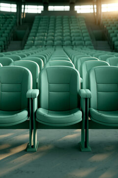 Stadium bleachers in empty sports arena