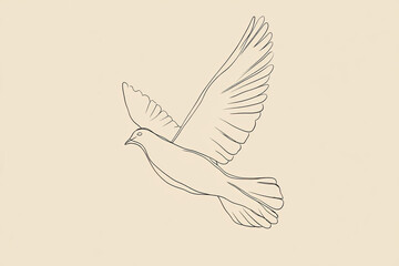 Obraz premium Continuous one line drawing of Flying up dove bird. Single line drawing illustration of Flying Birds. Symbol of peace and freedom concept art. 