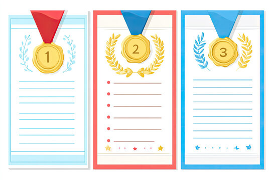 Set of 1st 2nd 3rd position template for competition, position, award, place
