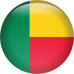 Obraz premium Round Benin flag badge vector, circular country icon with a green, yellow, and red design illustration