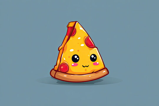 Cute Pizza Cartoon Illustration. 