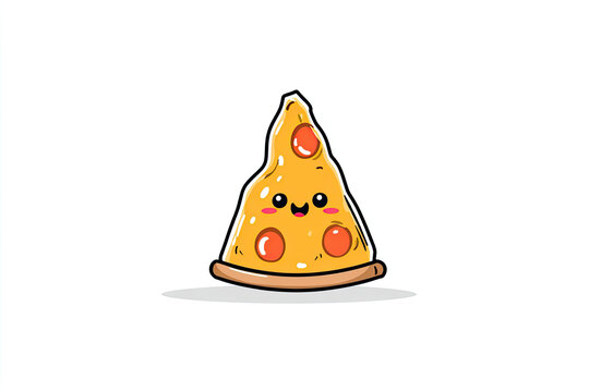 Cute Pizza Cartoon Illustration. 