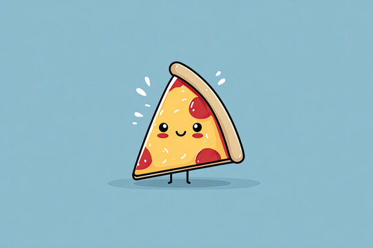 Cute Pizza Cartoon Illustration. 