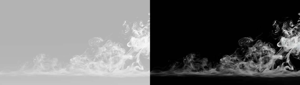 Heavy smoke and dense fog with white vapor, soft mist, atmospheric haze, drifting cloud and swirling movement