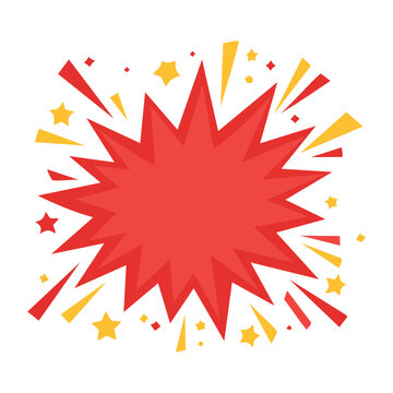 Red firework burst with yellow stars isolated