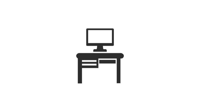 Computer with Table Icon Animation &ndash; Office Workspace and Desktop Setup Motion Graphic