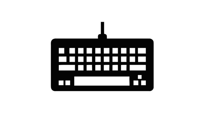 Vector illustration of black silhouette icon of a computer keyboard on a transparent background