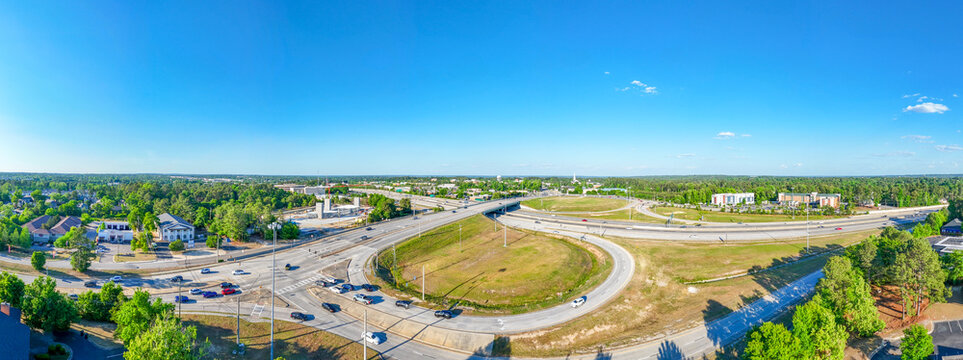 Aerial Panorama of Interstate 20 and Wheeler Road Interchange Augusta Georgia USA