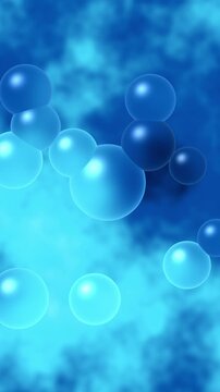Blue Cyan Sky Glass Bubbles Motion Background, Smooth Floating Bubbles Animation Seamless Loop, 4K