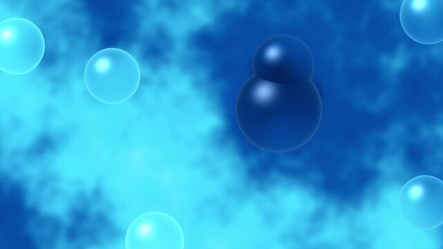 Blue Cyan Teal Glass Bubbles Motion Background, Smooth Floating Bubbles Animation Seamless Loop, 4K