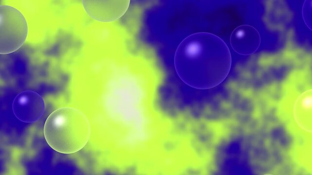 Lime Blue Purple Glass Bubbles Motion Background, Smooth Floating Bubbles Animation Seamless Loop, 4K