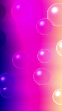 Magenta Pink Peach Glass Bubbles Motion Background, Smooth Floating Bubbles Animation Seamless Loop, 4K