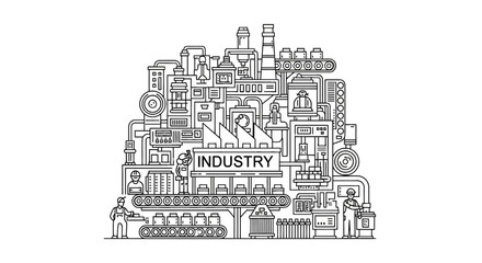 Naklejka premium Industrial Factory Production Line Machinery.