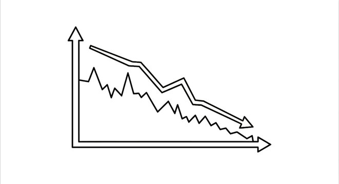 Line graph with downward trend lines.