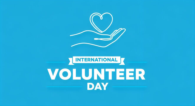 Blue volunteer hands icon with heart symbol for community help and charity work 