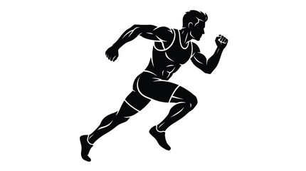Obraz premium Running man silhouette illustration showing an athletic male athlete sprinting fast isolated on white background art