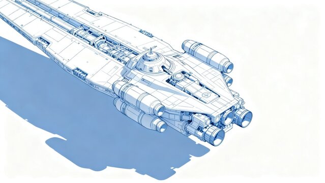 Blueprint of a futuristic spaceship