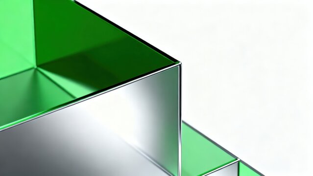 Abstract green and silver geometric shapes
