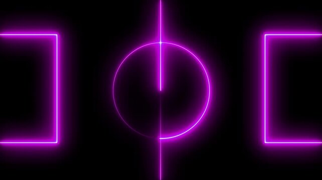 Glowing neon Football match on green field. Red Neon Soccer Field Outline Animation, Animation of neon sports stadium on black background. Glowing neon lights match future football 4k