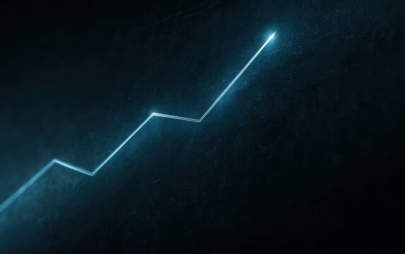 Finance growth chart glowing in dark space, futuristic investment dashboard aesthetic