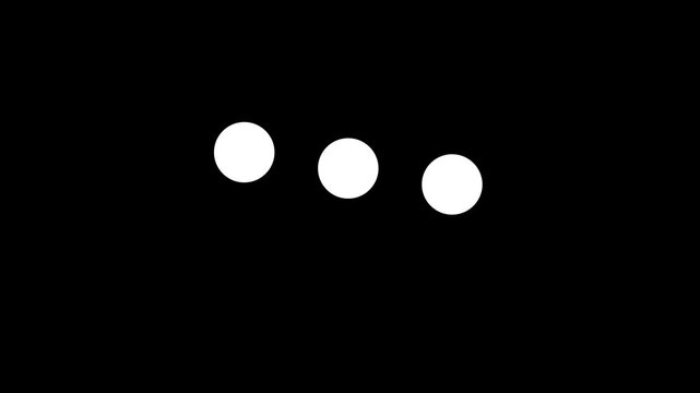 A set of loading icon animations. Loading is indicated by dot. Typing 3 dots loading icon. Hud or UI progress indicator loading bar or process bar concept. 4k