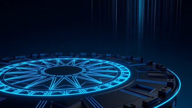 Futuristic glowing circular platform