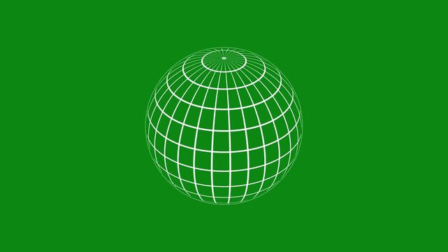 Animated globe icon looping motion graphic with Alpha channel 4k video. Minimal world map globe earth icon. Simple striped earth globe planet rotating concept.
