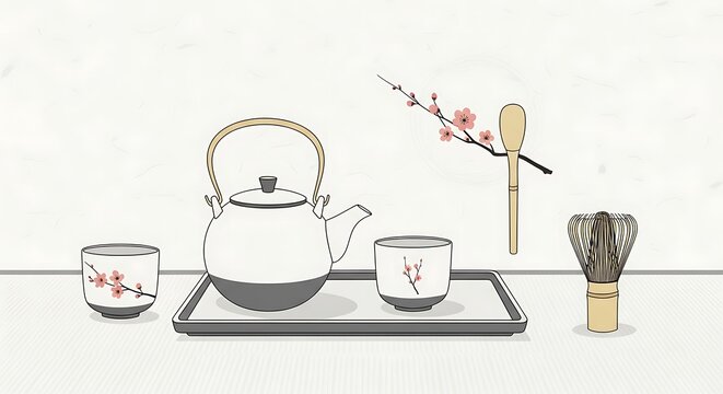 Modern kitchen scene with coffee maker and ingredients.