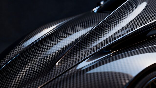 Closeup of carbon fiber car surface