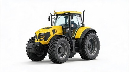 Obraz premium Yellow tractor on white background