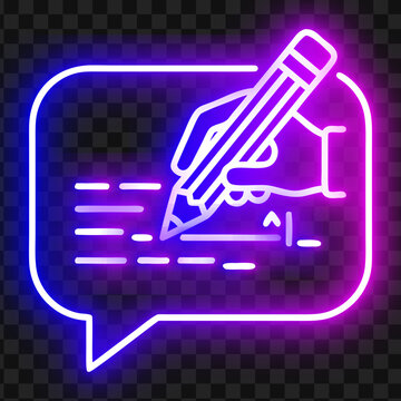 Neon Hand Writing on Speech Bubble Vector Icon