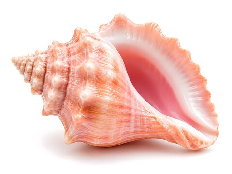 Vibrant pink conch shell with pearly interior