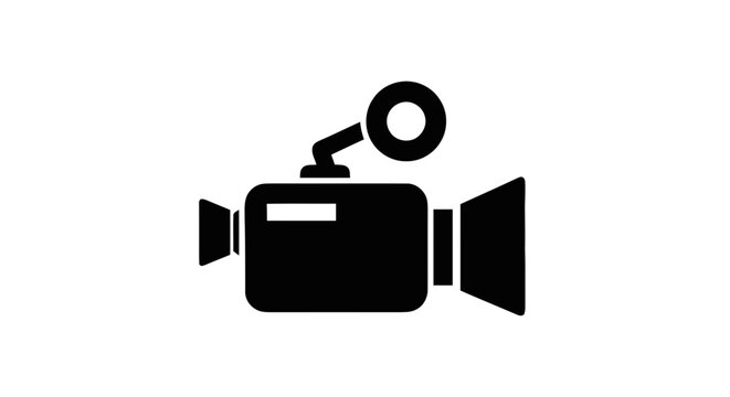 Vector illustration of video camera icon, professional camcorder symbol, vector illustration on a transparent background
