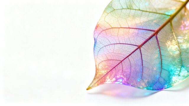 Colorful leaf with intricate vein pattern