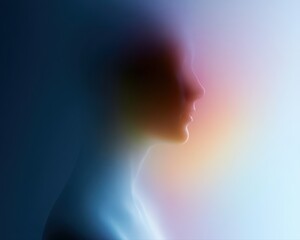 Obraz premium Mental health awareness concept, calm human silhouette with soft glowing aura