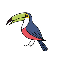 Obraz premium Cartoon toucan bird with large green and black beak illustration