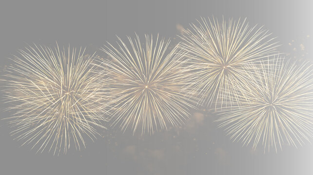 Symmetrical double gold fireworks blast pattern, isolated pyrotechnic flash effect on pitch black background