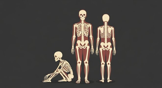 3D medical illustration of human skeletal system with bones.