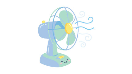 Fototapeta premium Beat the summer heat with a smile; this adorable desk fan illustration provides a charming and refreshing cool breeze