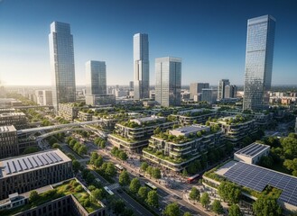 Obraz premium Green Smart City Powered by Renewable Energy and Sustainable Technology