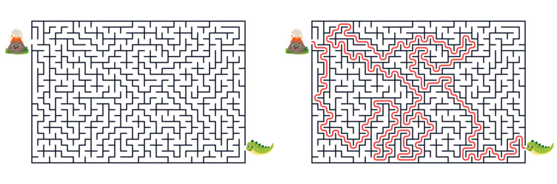 Help reach the volcano maze puzzle with solution